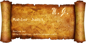 Mahler Judit névjegykártya